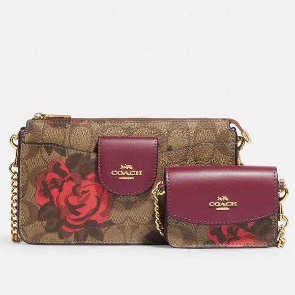 Coach Poppy Crossbody With Card Case In Signature Canvas With Jumbo Floral Print - Picture 2 of 8